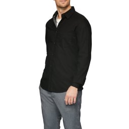 Camasa barbati cu maneca lunga din amestec de bumbac si elastan, croiala Slim fit, Negru (SELECTATI MARIMEA: XL)