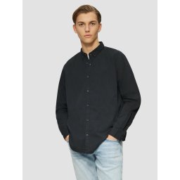 Camasa barbati cu maneca lunga, croiala Regular Fit si logo, Bleumarin inchis (SELECTATI MARIMEA: M)