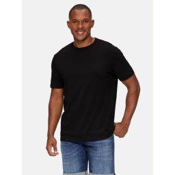 Tricou barbati cu decolteu la baza gatului si croiala Regular fit, Negru (SELECTATI MARIMEA: L)
