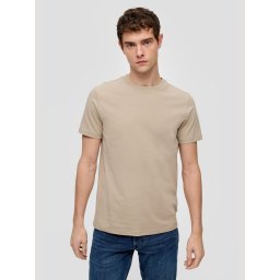 Tricou barbati cu decolteu la baza gatului si croiala Regular fit, Crem (SELECTATI MARIMEA: XL)