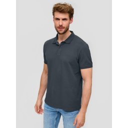 Tricou polo barbati, din bumbac cu croiala Regular Fit, logo, Gri antracit (SELECTATI MARIMEA: S)
