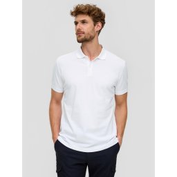 Tricou polo barbati, din bumbac cu croiala Regular Fit, logo, Alb (SELECTATI MARIMEA: L)