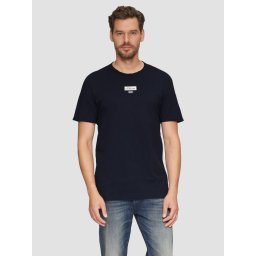 Tricou barbati cu maneca scurta si decolteu la baza gatului, croiala Regular fit, Bleumarin inchis (SELECTATI MARIMEA: XL)