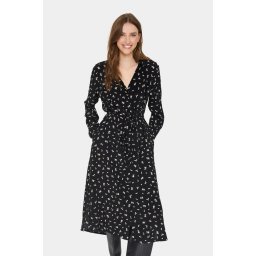 SAINT TROPEZ Rochie tip bluză 'SZ Blanca' negru / alb