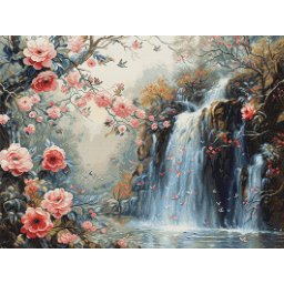 Set goblen de cusut, cu diagrama, Cascada cristalina, 26,5x20cm