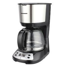 Cafetiera DIGITALA HEINNER HCM-D750GCSS, 1.25L, filtru si portfiltru detasabil, filtru din nailon, functie anti-scurgere, oprire automata, functie de mentinere la cald, 750W, Negru/Argintiu