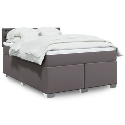 Pat box spring cu saltea, gri, 160x200 cm, piele ecologica GartenMobel Dekor