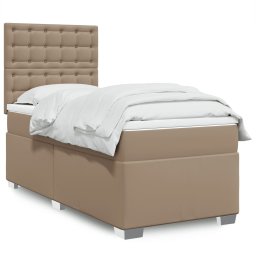Pat box spring cu saltea, cappuccino, 90x190 cm piele ecologica GartenMobel Dekor