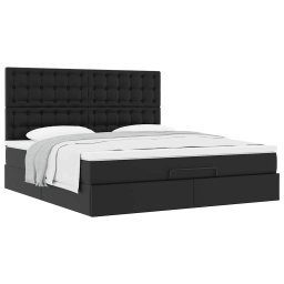 Cadru de pat otoman saltea neagra 160x200cm piele artificiala GartenMobel Dekor