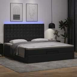 Cadru de pat otoman saltea neagra 160x200cm piele artificiala GartenMobel Dekor
