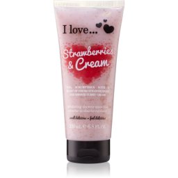 I Love Strawberries & Cream gel de duș cu efect exfoliant 200 ml