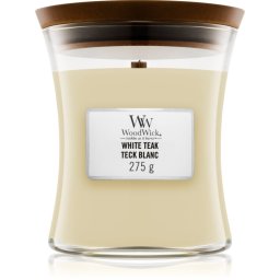 Woodwick White Teak lumânare parfumată cu fitil din lemn 275 g