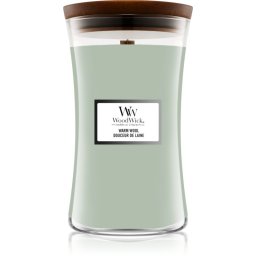 Woodwick Warm Wool lumânare parfumată cu fitil din lemn 610 g