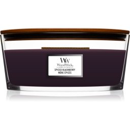 Woodwick Spiced Blackberry lumânare parfumată cu fitil din lemn (hearthwick) 453,6 g
