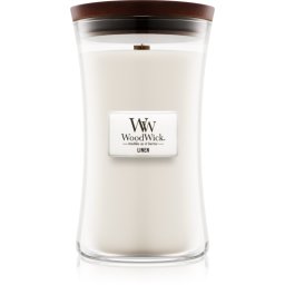 Woodwick Linen lumânare parfumată cu fitil din lemn 609.5 g