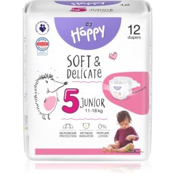 BELLA Baby Happy Soft&Delicate scutece de unică folosință cu canale Junior 11-18 kg 12 buc