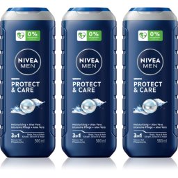 NIVEA MEN Protect & Care Gel de duș pentru bărbați ambalaj economic 3 x 500 ml