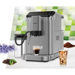 Espressor Automat Heinner Genesis HEMA-D20DGREY 1.5L 20Bar Panou Touch Control Recipient Spumare Lapte 1350W Argintiu