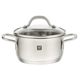 Oala Zwilling Pico 66652120, 0,8 L, 12 cm, Capac sticla, Otel inoxidabil 18/10, Cuptor si inductie, Argintiu