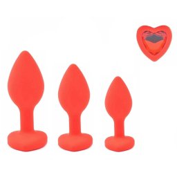 Set dildo Red Silicone Heart Red Diamond