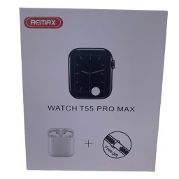 Ceas Inteligent T55 Pro Max cu 2 curele Albe si Casti Wireless