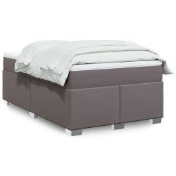 Pat box spring cu saltea, gri, 120x200 cm, piele ecologica GartenMobel Dekor