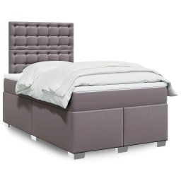 Pat box spring cu saltea, gri, 120x200 cm, piele ecologica GartenMobel Dekor