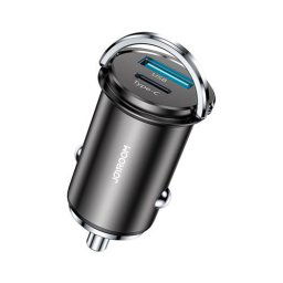Incarcator auto Joyroom mini port dublu USB tip C / USB 20 W 5 A 3.0 AFC SCP gri