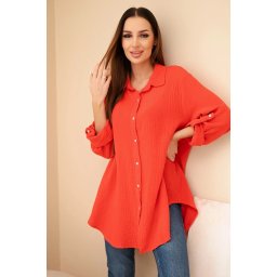 Kesi Włoski Cotton muslin shirt Plus Size red