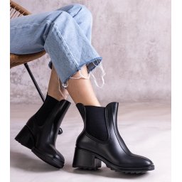 Gemre Botine negre tip cizme de ploaie cu toc Surien
