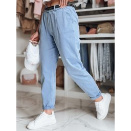 Pantaloni chino de damă cu curea, albaștri