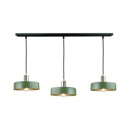 Lustră pe cablu HAKI 3xE27/60W/230V verde/crom lucios