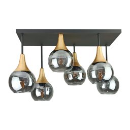 Lustră aplicată SOMA 6xE27/60W/230V negru/auriu/negru fumuriu