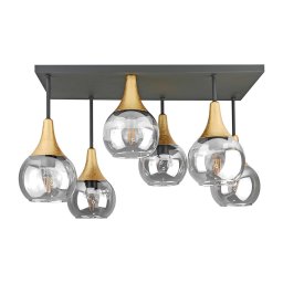 Lustră aplicată SOMA 6xE27/60W/230V negru/auriu/transparent
