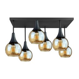 Lustră aplicată SOMA 6xE27/60W/230V negru/bej fumuriu