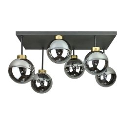 Lustră aplicată DEA 6xE14/60W/230V negru/auriu/negru fumuriu