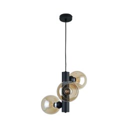Lustră pe cablu TUBE 3xE27/60W/230V negru/bej fumuriu