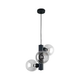 Lustră pe cablu TUBE 3xE27/60W/230V negru/transparent