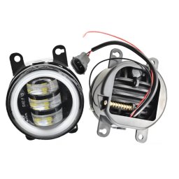 Set 2 proiectoare ceata cu DRL Angel Eyes 89 milimetri 3.5” cu 3 functii alb cu semnal galben