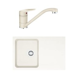 Pachet Franke Chiuveta OID 611 Avena + Baterie Novara Avena, tectonite 78x50 cm, cuva 35x43x18 cm, ventil de 3 1/2”, cleme de fixare, sistem inchidere ventil, baterie pipa joasa, Avena 143.0699.183