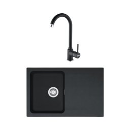 Pachet Franke Chiuveta OID 611 Negru + Baterie Pola 1.0 Negru, tectonite 78x50 cm, cuva 35x43x18 cm, ventil de 3 1/2”, cleme de fixare, sistem inchidere ventil, baterie pipa inalta 143.0699.182