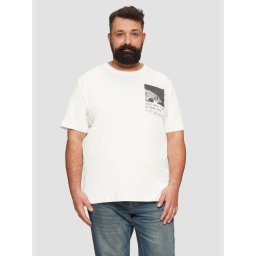 Tricou barbati big sizes din bumbac cu imprimeu abstract, croiala Regular Fit, Alb (SELECTATI MARIMEA: 2XL)