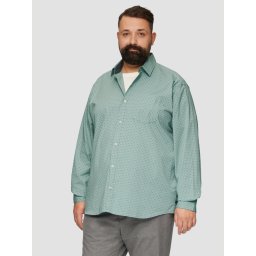 Camasa barbati big sizes, cu maneca lunga si imprimeu floral, Slim Fit, Verde deschis (SELECTATI MARIMEA: 5XL)