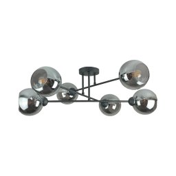 Lustră pe tijă VASCO 6xE27/60W/230V negru/negru fumuriu