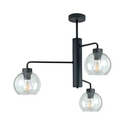 Lustră pe tijă FLEX 3xE27/60W/230V negru/transparent