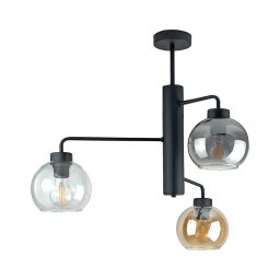 Lustră pe tijă FLEX 3xE27/60W/230V negru/negru fumuriu/bej fumuriu/transparent