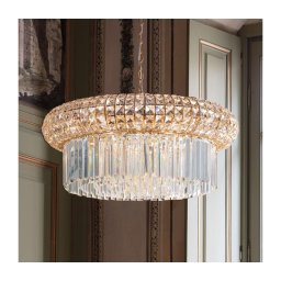 Lustră de cristal pe lanț Ideal Lux NABUCCO 16xE14/40W/230V d. 70 cm auriu