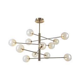Lustră LED pe tijă Ideal Lux EQUINOXE 12xG4/2W/230V d. 128,1 cm alamă/fumuriu