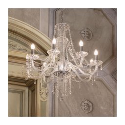 Lustră de cristal pe lanț Ideal Lux AMADEUS 8xE14/40W/230V d. 80 cm transparent