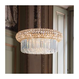 Lustră de cristal pe lanț Ideal Lux NABUCCO 12xE14/40W/230V d. 60 cm auriu